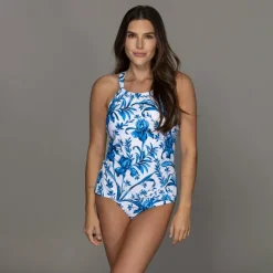 BOTANICAL BLOOM BIANCA DRAPE TANKINI TOP