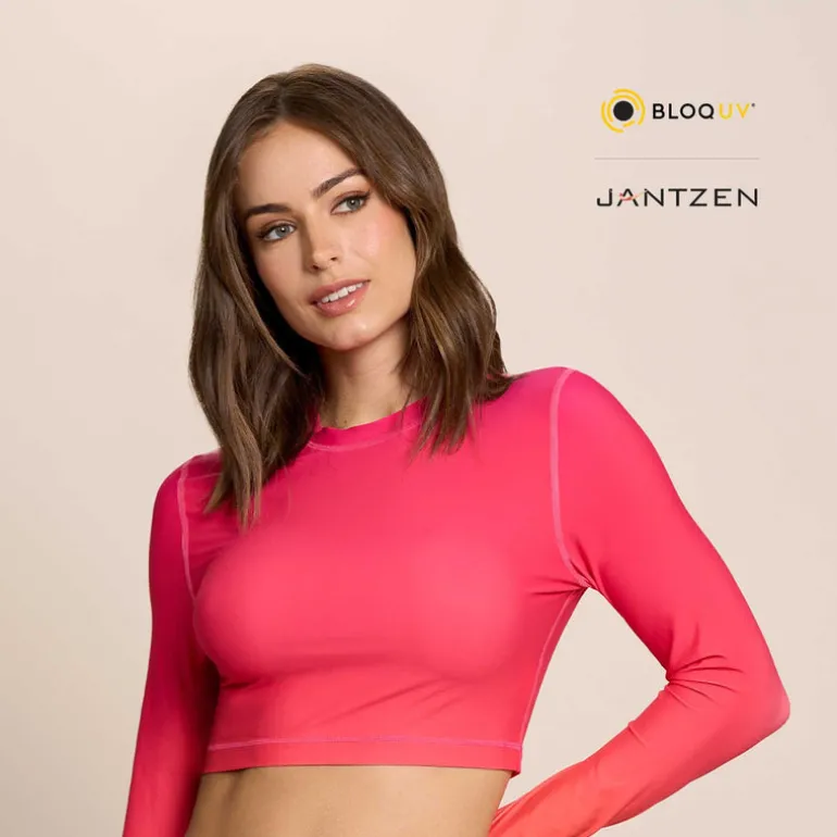FLOWERS OF THE SUN CROPPED SWIM RASH GUARD TEE TOP