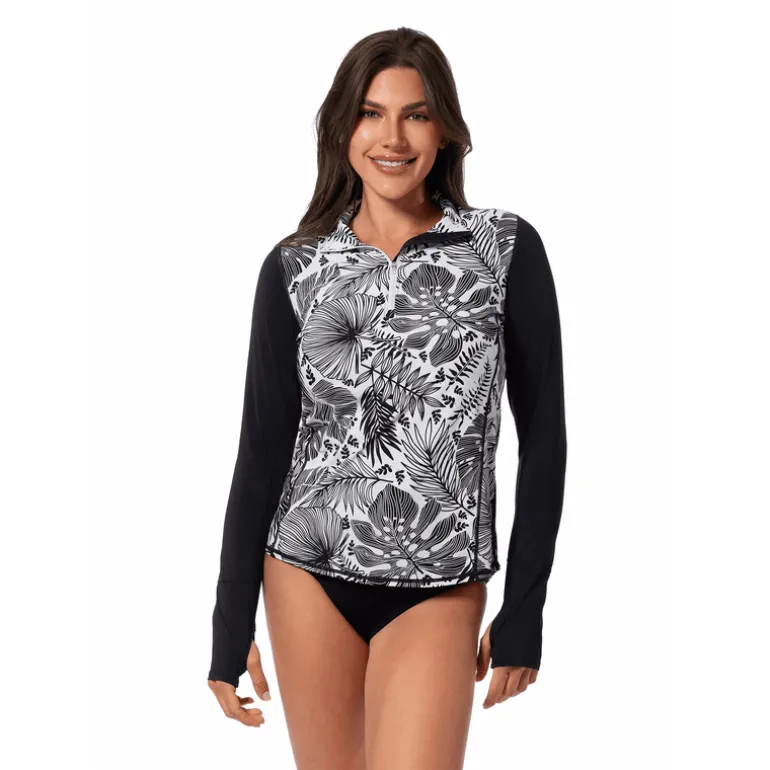 FOREST BLAST RELAXED MOCK ZIP TOP