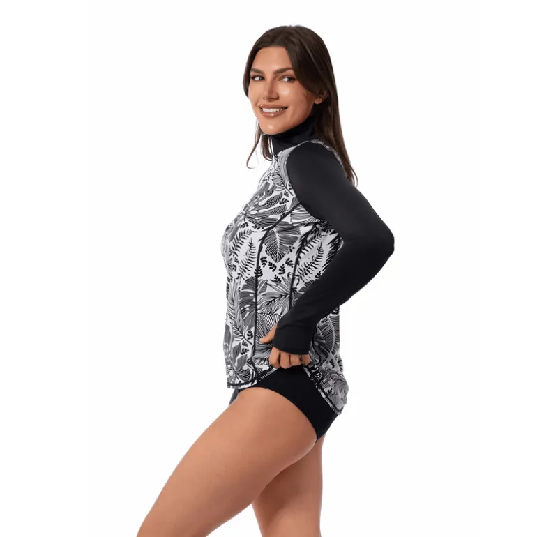 FOREST BLAST RELAXED MOCK ZIP TOP