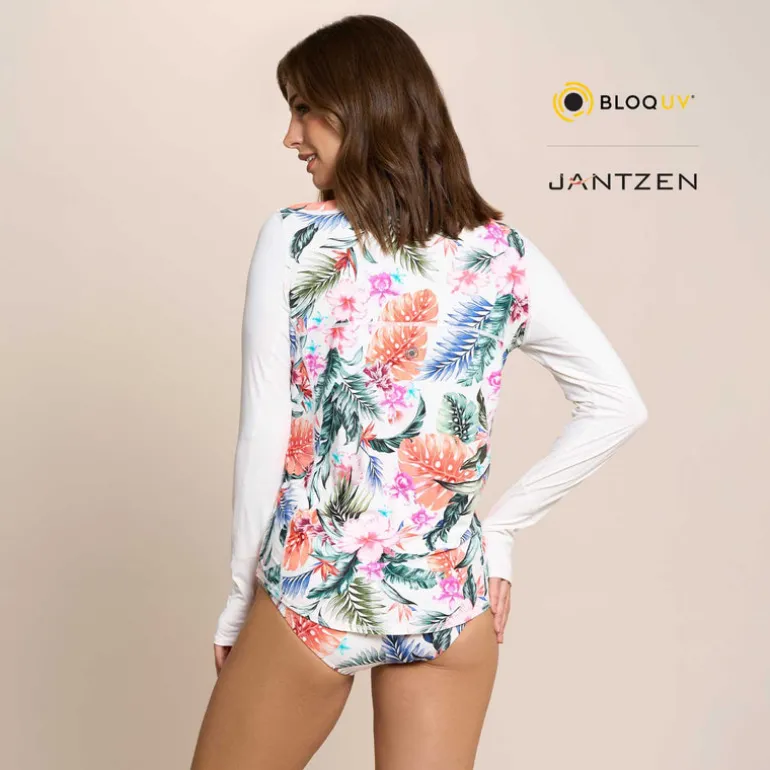 HAWAIIAN TERRACE RELAXED MOCK NECK ZIP TOP