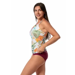 MYSTIC TROPIC AUDREY DRAPED TANKINI TOP