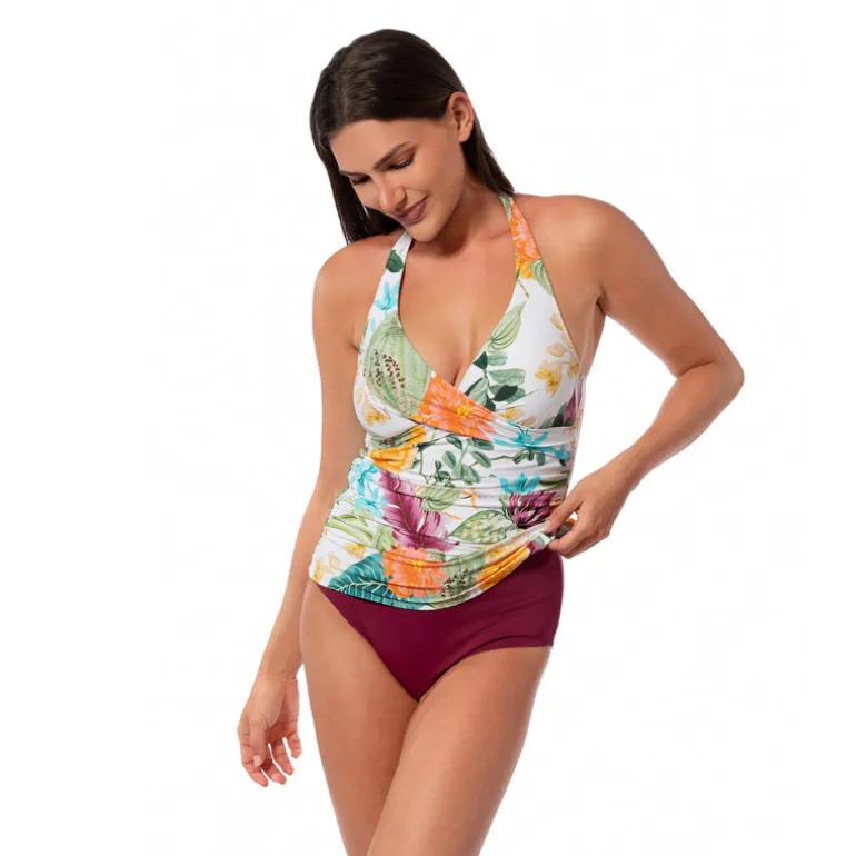 MYSTIC TROPIC LOUISE WRAP TANKINI TOP