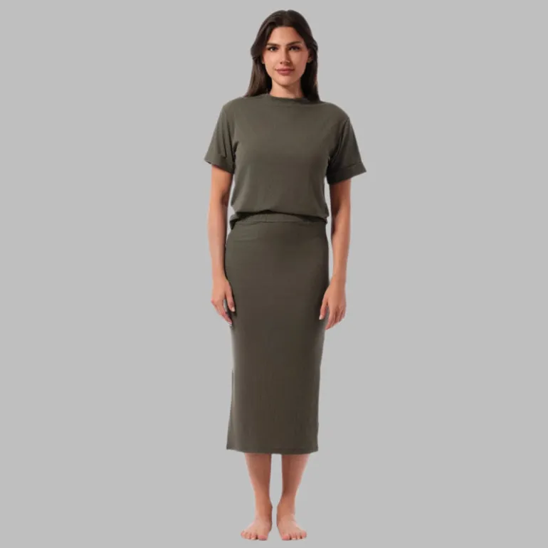 RILEY SIDE SLIT MIDI SKIRT