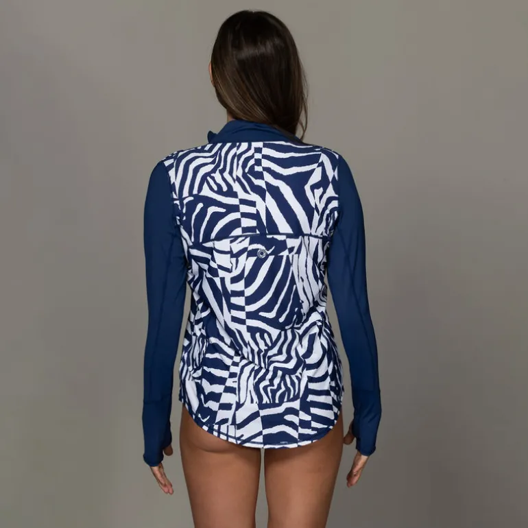 WILD CURVES RELAXED MOCK ZIP TOP
